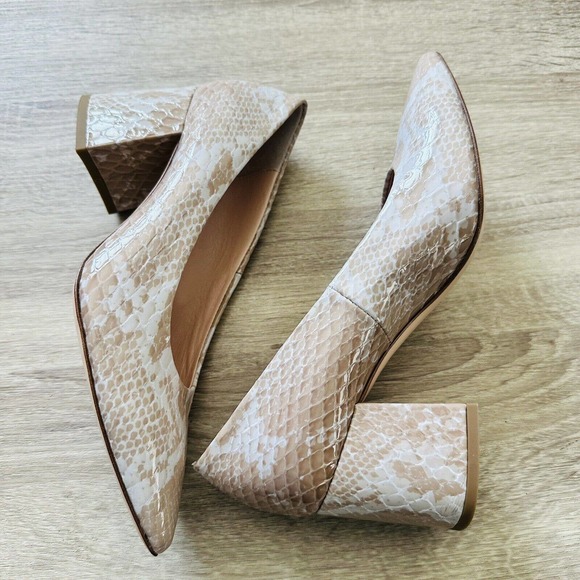 AGL Marble Python Pointed Toe Block Heel Pumps Sz 37.5 - Picture 3 of 5